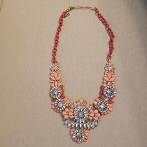 Salmon and peach colored necklace with rhinestones